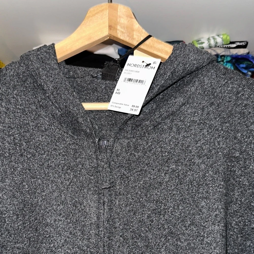Nordstrom Halogen Charcoal Gray Full-Zip Knit lightweight Jacket - Picture 7 of 15